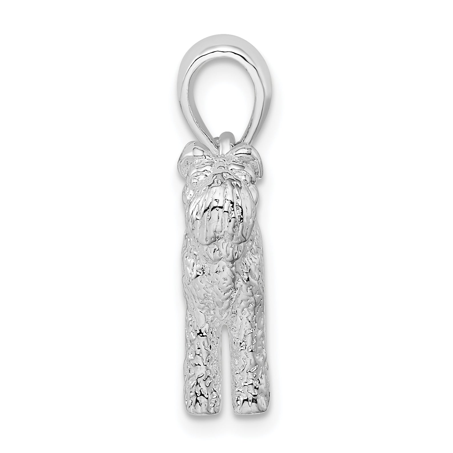 De-Ani Sterling Silver Rhodium-Plated Textured 3D Kerry Blue Terrier Pendant