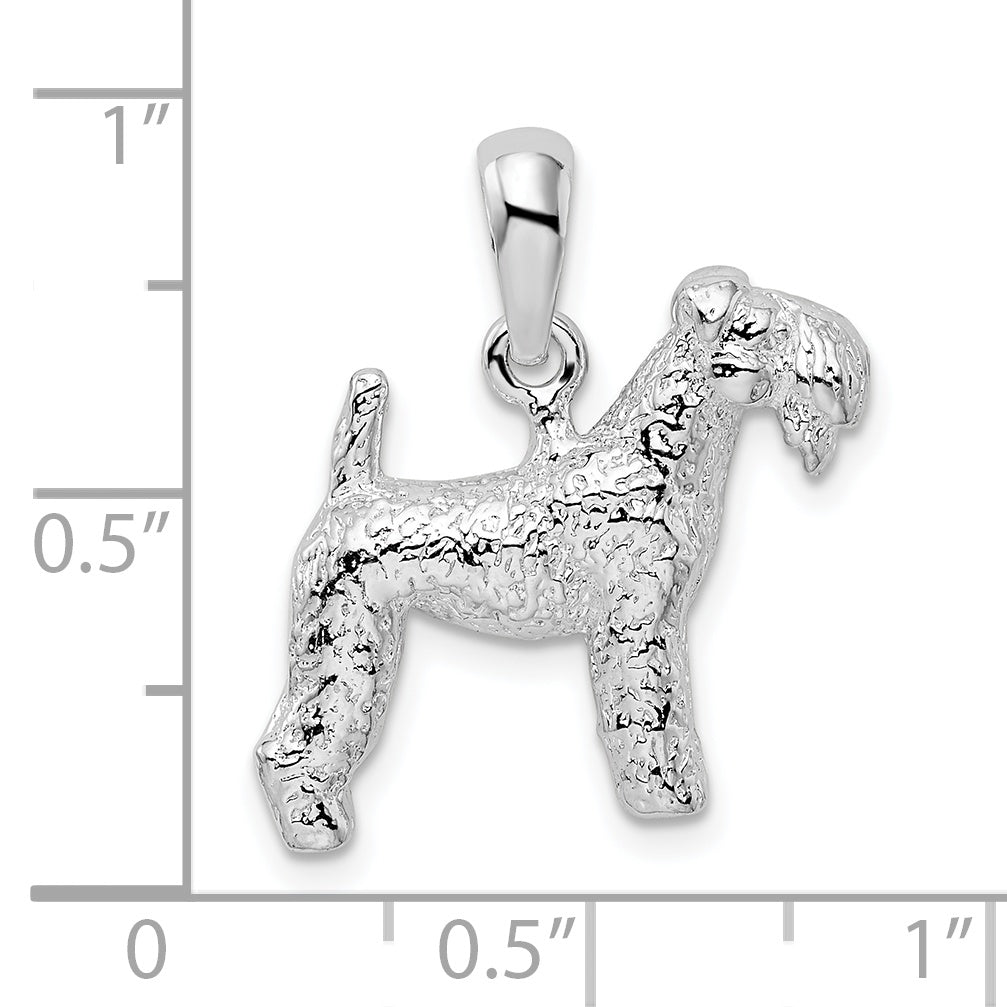 De-Ani Sterling Silver Rhodium-Plated Textured 3D Kerry Blue Terrier Pendant