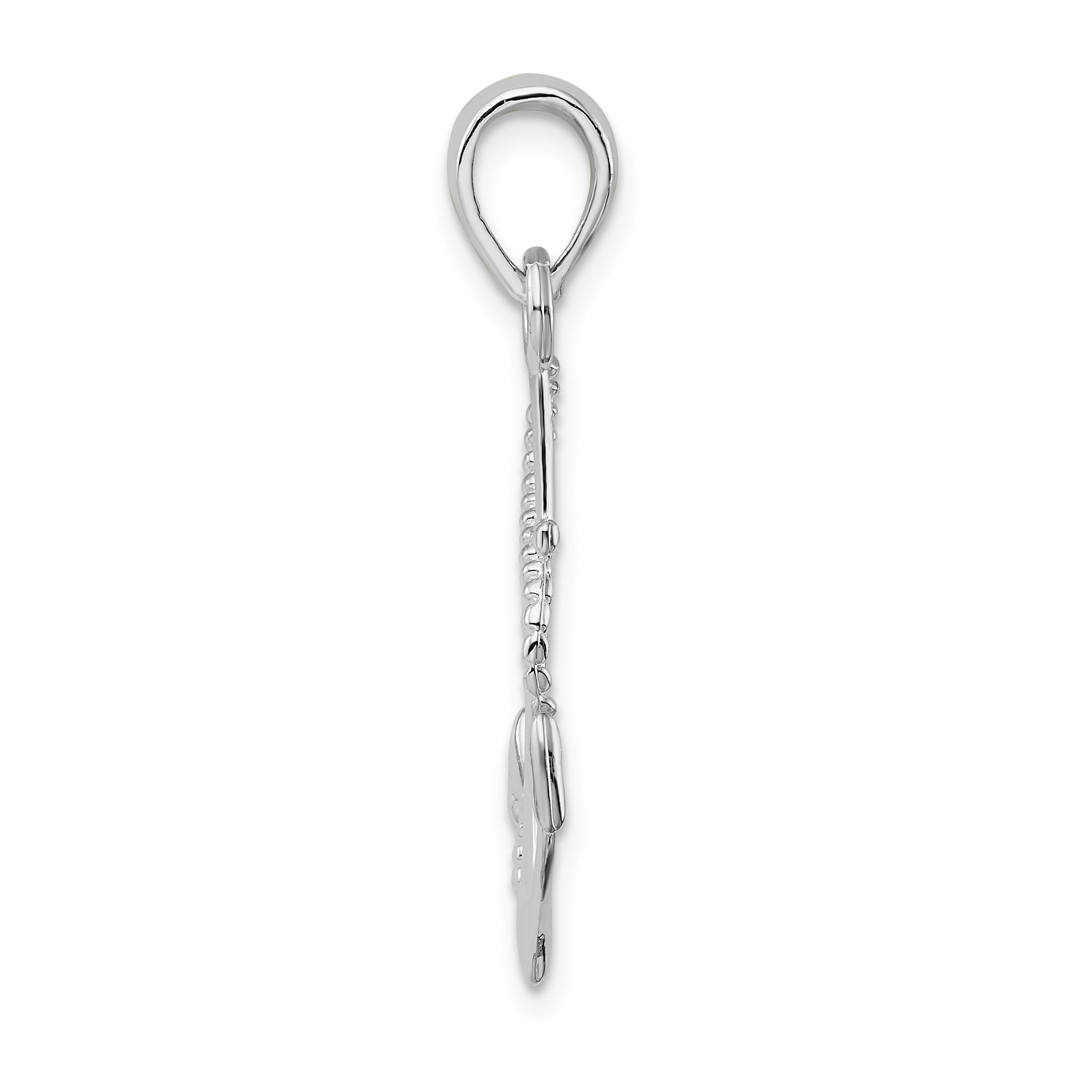 De-Ani Sterling Silver Polished 3D Anchor and Rope Pendant