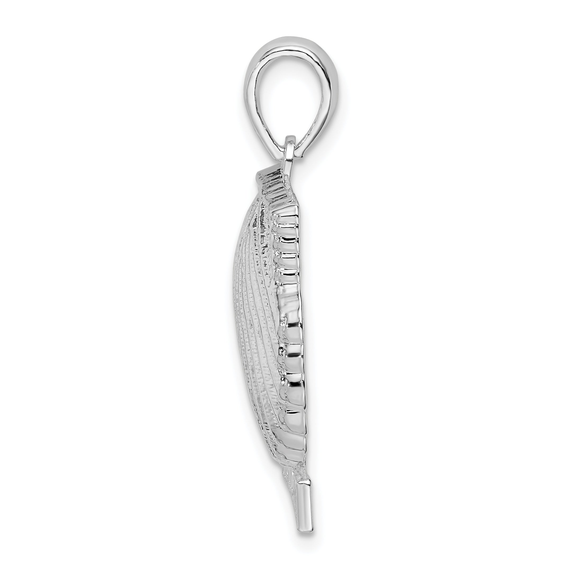 De-Ani Sterling Silver Rhodium-Plated Polished St. Thomas Scallop Shell Pendant