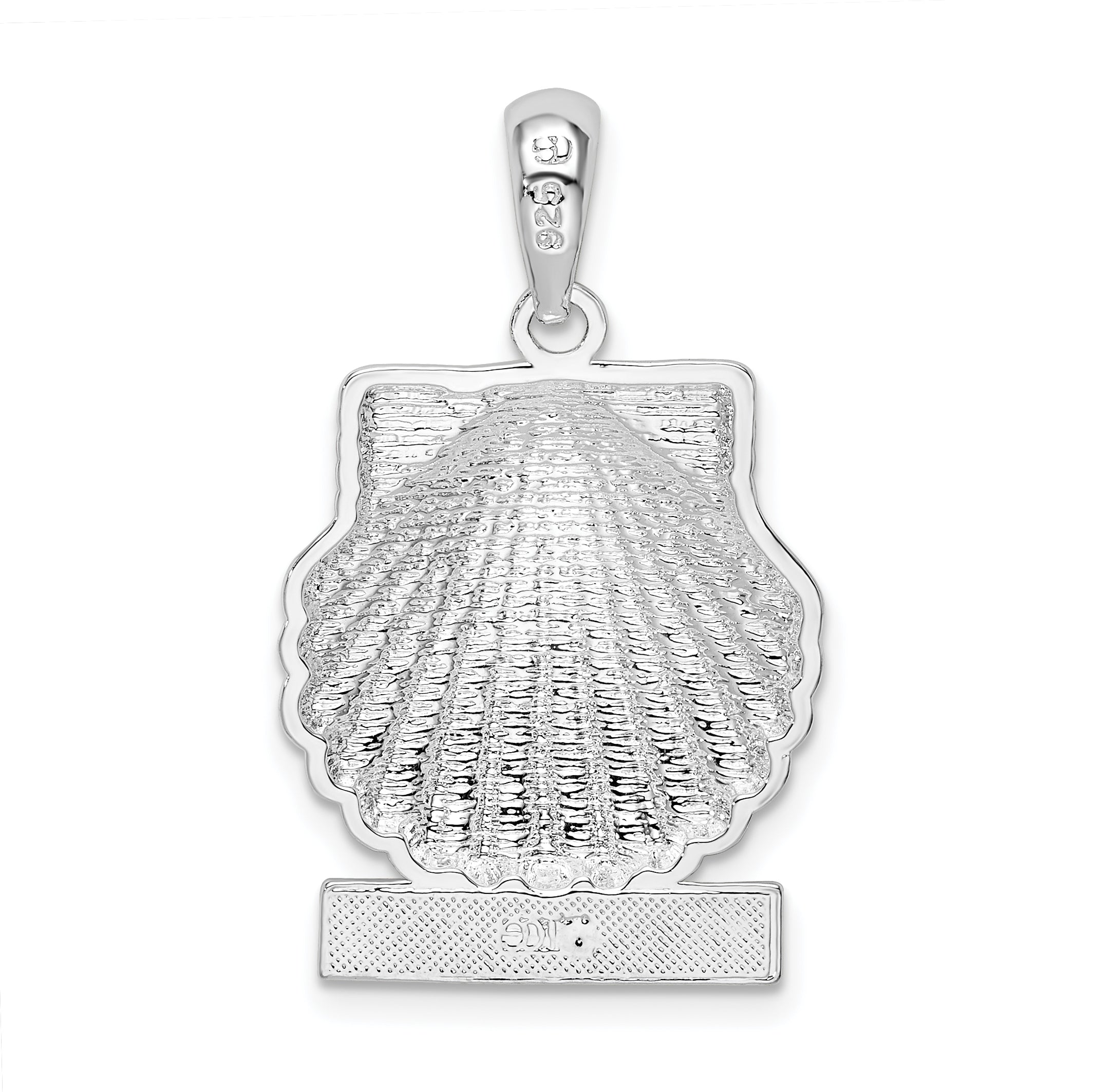 De-Ani Sterling Silver Rhodium-Plated Polished St. Thomas Scallop Shell Pendant