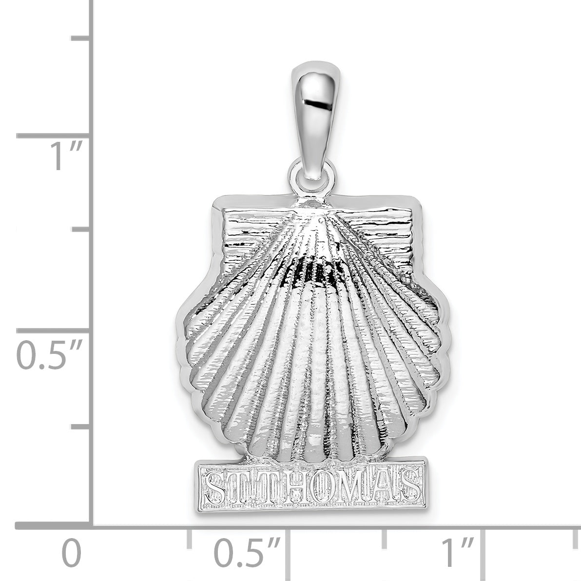 De-Ani Sterling Silver Rhodium-Plated Polished St. Thomas Scallop Shell Pendant