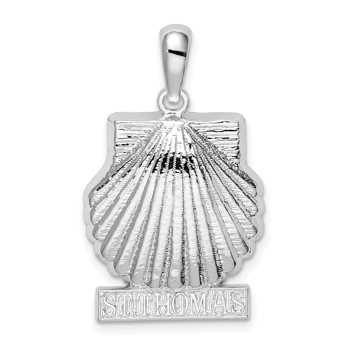 De-Ani Sterling Silver Rhodium-Plated Polished St. Thomas Scallop Shell Pendant