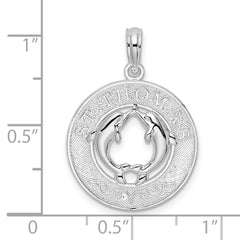 De-Ani Sterling Silver Rhodium-Plated St. Thomas Circle with Dolphins Pendant