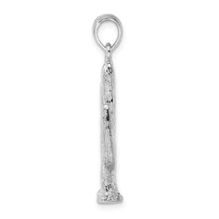 De-Ani Sterling Silver Rhodium-Plated Polished 3D Saguaro Cactus Pendant