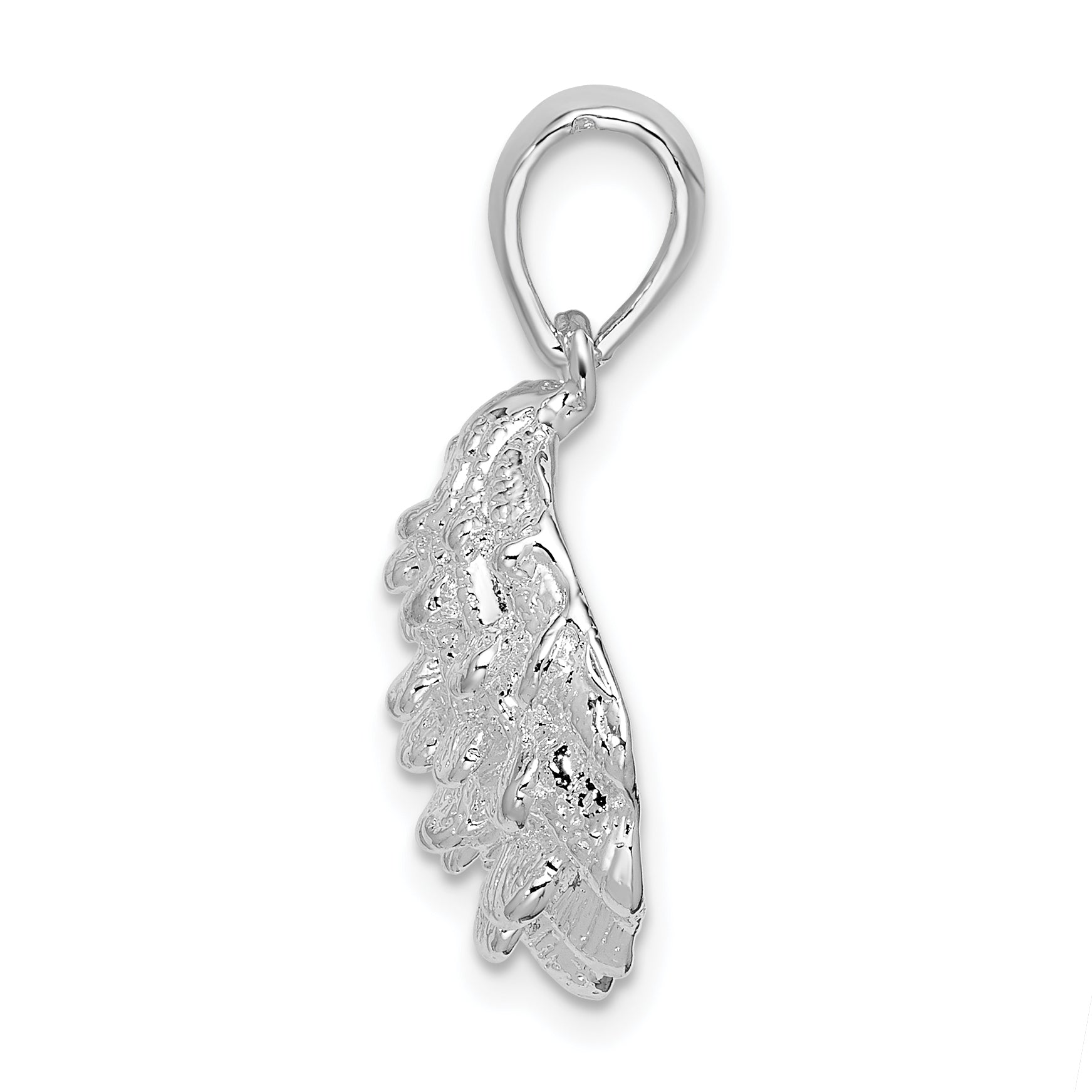 De-Ani Sterling Silver Rhodium-Plated Textured Oyster Shell Pendant