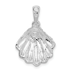 De-Ani Sterling Silver Rhodium-Plated Textured Oyster Shell Pendant