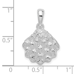 De-Ani Sterling Silver Rhodium-Plated Textured Oyster Shell Pendant