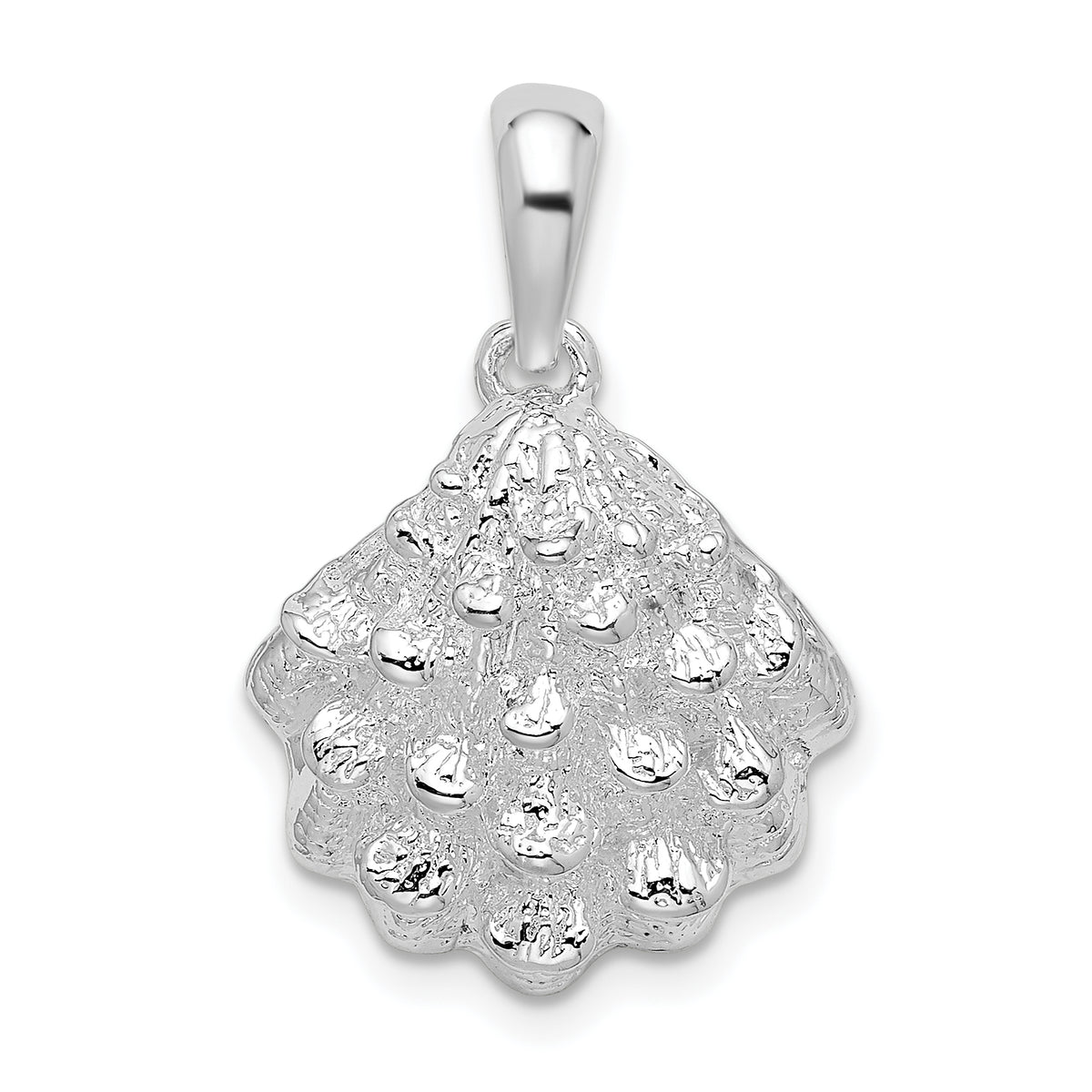 De-Ani Sterling Silver Rhodium-Plated Textured Oyster Shell Pendant