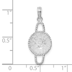 De-Ani Sterling Silver Rhodium-Plated Polished 3D Round Basket Pendant