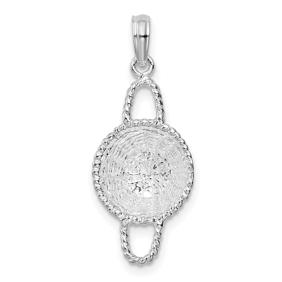 De-Ani Sterling Silver Rhodium-Plated Polished 3D Round Basket Pendant