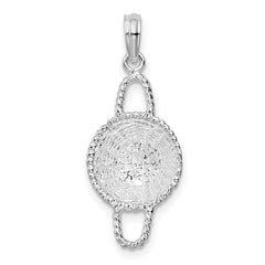 De-Ani Sterling Silver Rhodium-Plated Polished 3D Round Basket Pendant