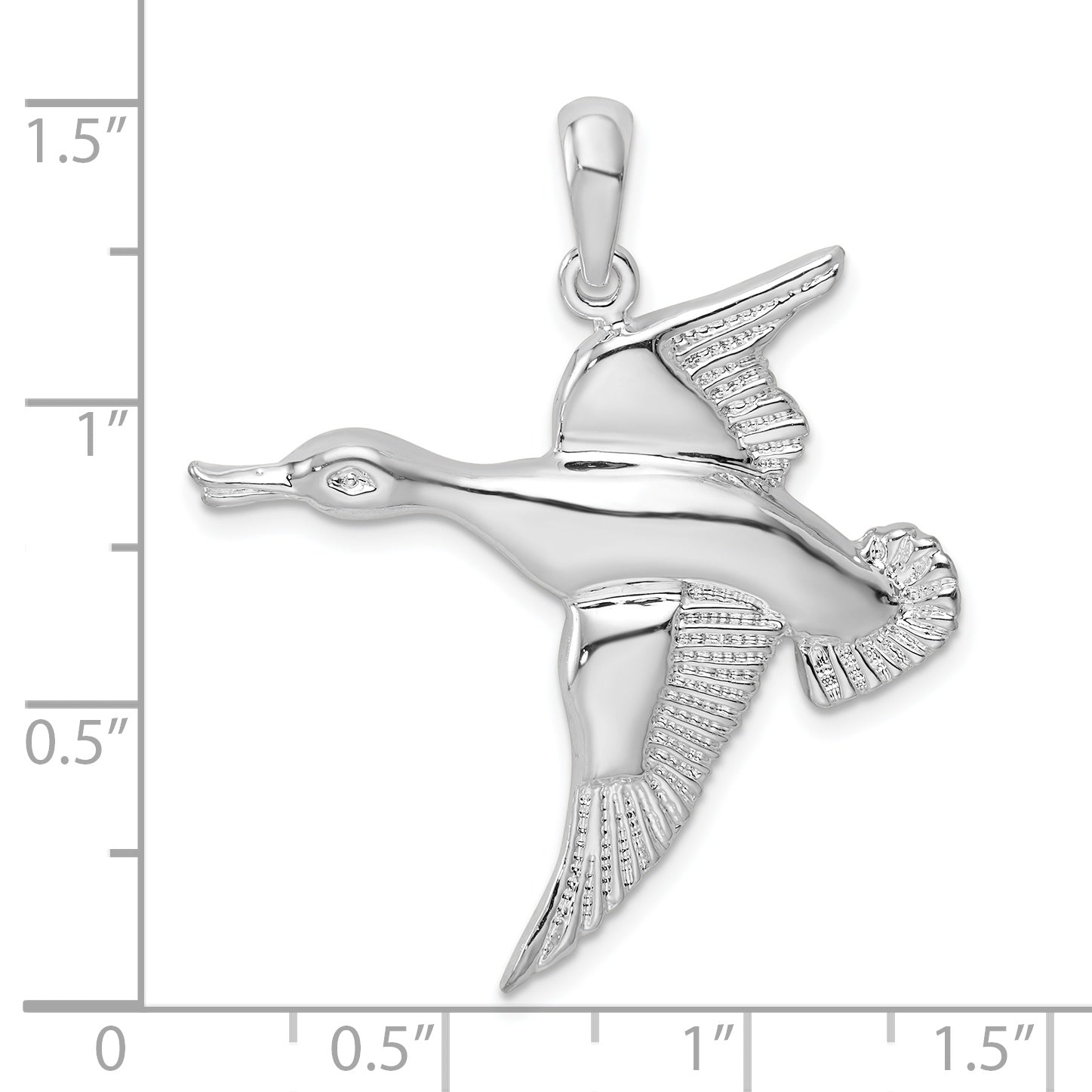 De-Ani Sterling Silver Rhodium-Plated Polished Flying Duck Pendant