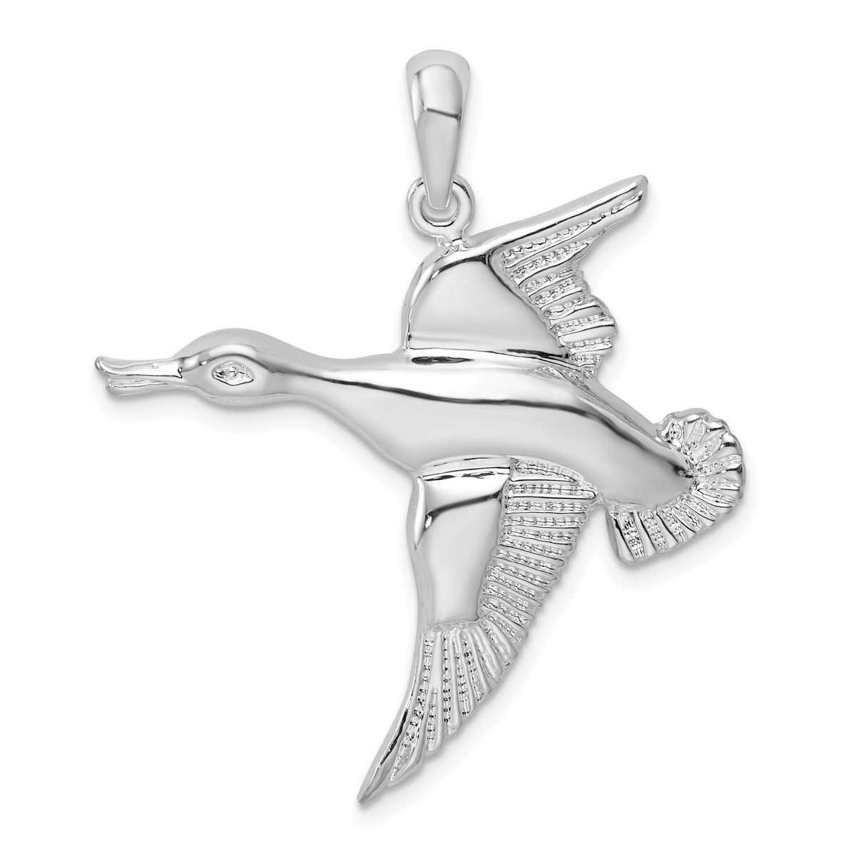 De-Ani Sterling Silver Rhodium-Plated Polished Flying Duck Pendant