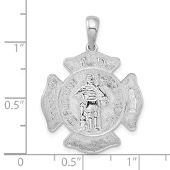 De-Ani Sterling Silver Rhodium-Plated St. Florian Fire Department Medal Pendant