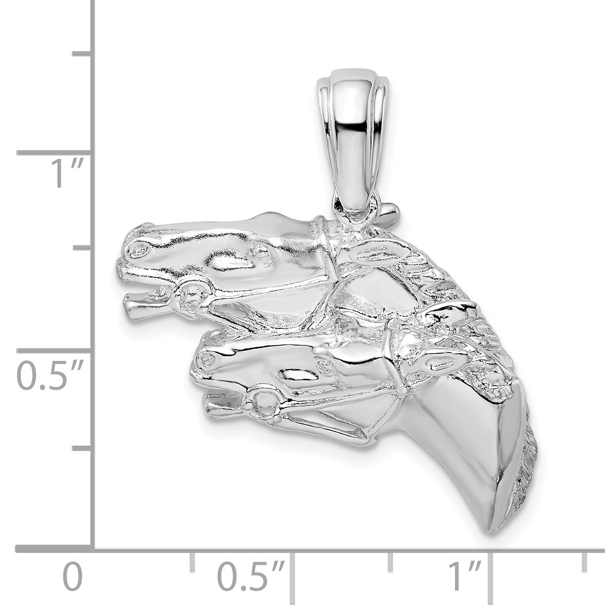 De-Ani Sterling Silver Polished Double Horse Head Pendant