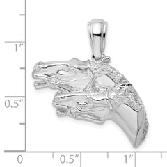 De-Ani Sterling Silver Polished Double Horse Head Pendant