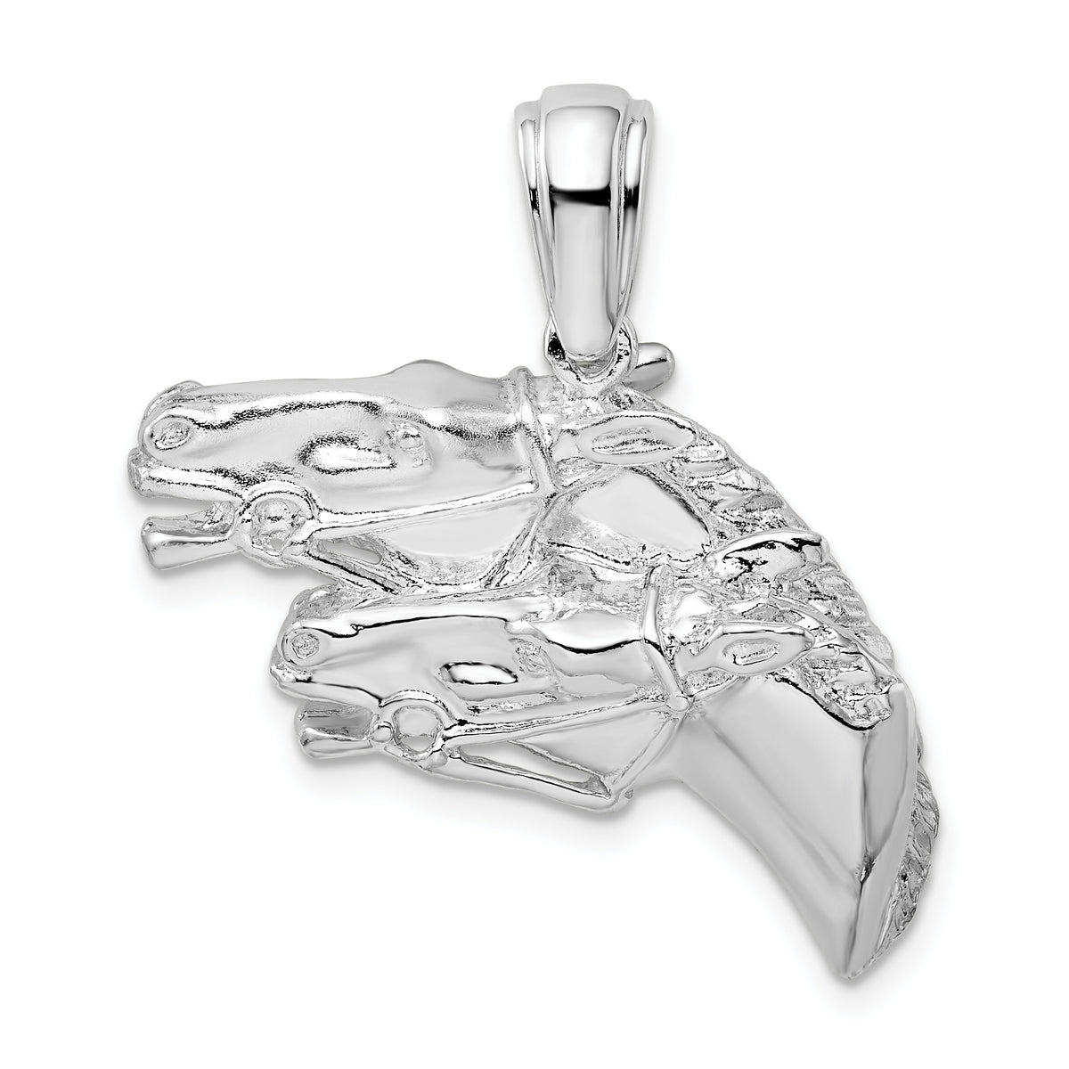 De-Ani Sterling Silver Polished Double Horse Head Pendant