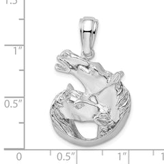 De-Ani Sterling Silver Polished Horse and Foal Pendant