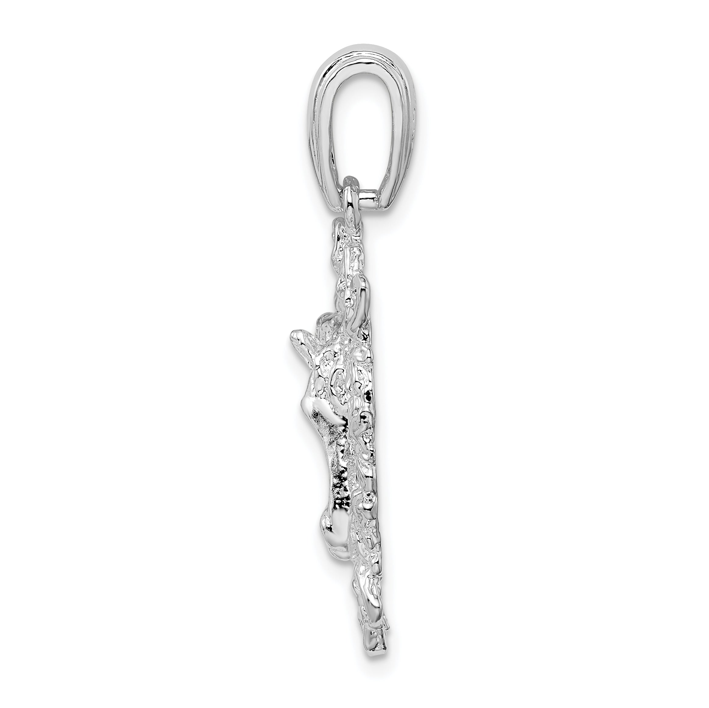 De-Ani Sterling Silver Rhodium-Plated Polished Horse Head in Wreath Pendant