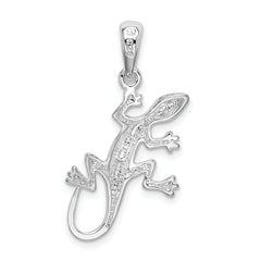 De-Ani Sterling Silver Rhodium-Plated Polished Gecko Pendant