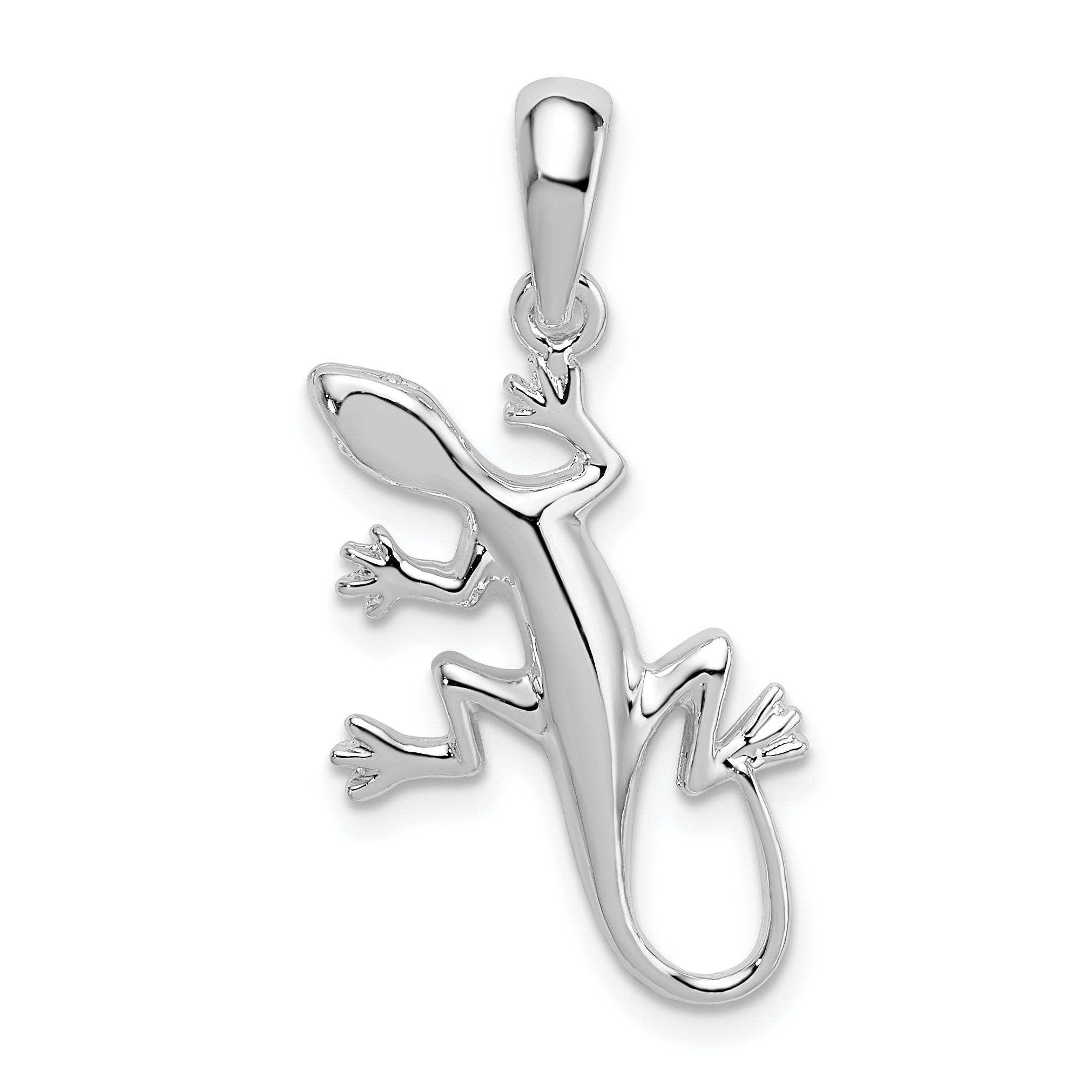 De-Ani Sterling Silver Rhodium-Plated Polished Gecko Pendant