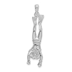 De-Ani Sterling Silver Rhodium-Plated Polished 3D Female Scuba Diver Pendant