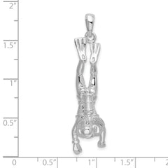 De-Ani Sterling Silver Rhodium-Plated Polished 3D Female Scuba Diver Pendant