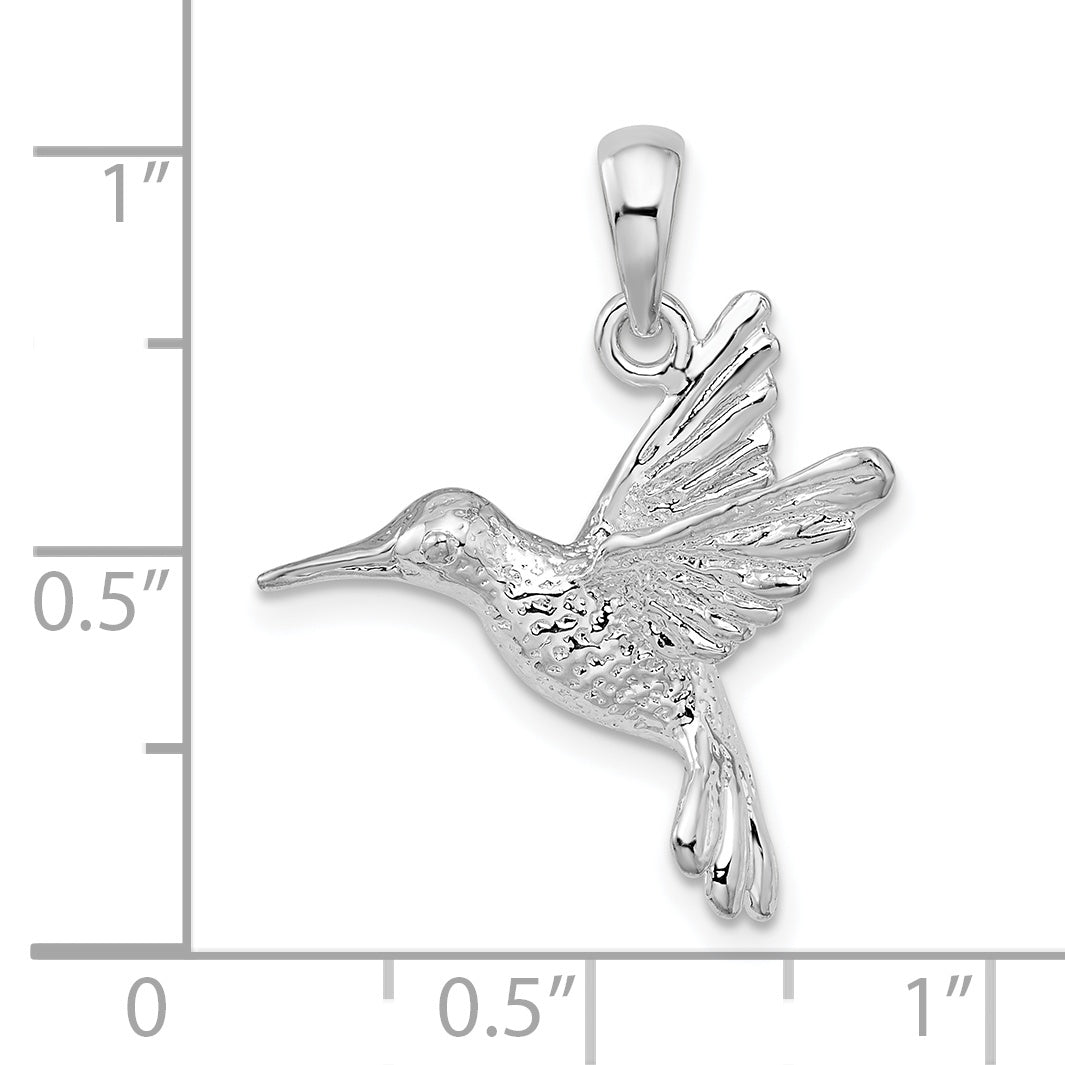 De-Ani Sterling Silver Rhodium-Plated Polished Hummingbird Pendant