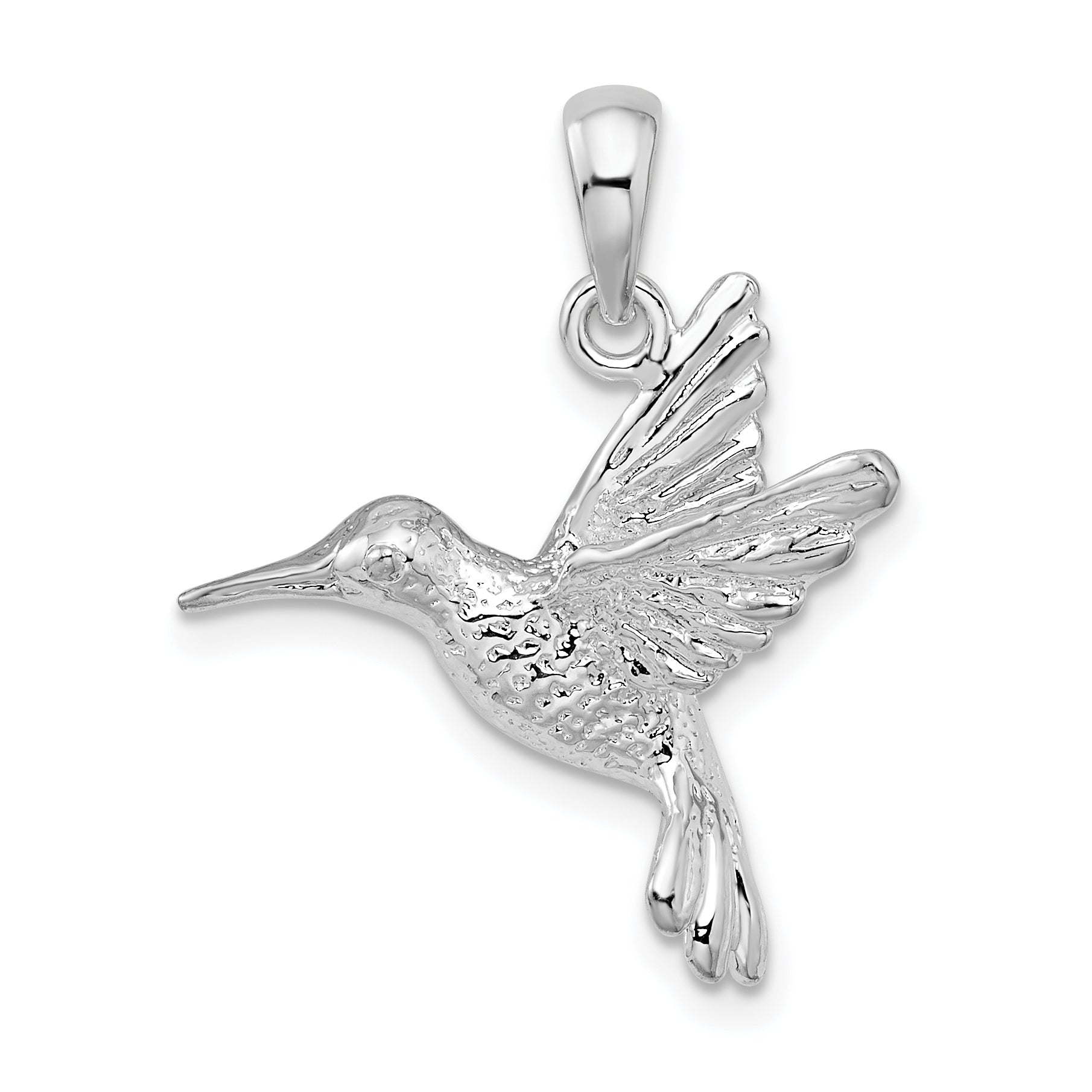 De-Ani Sterling Silver Rhodium-Plated Polished Hummingbird Pendant