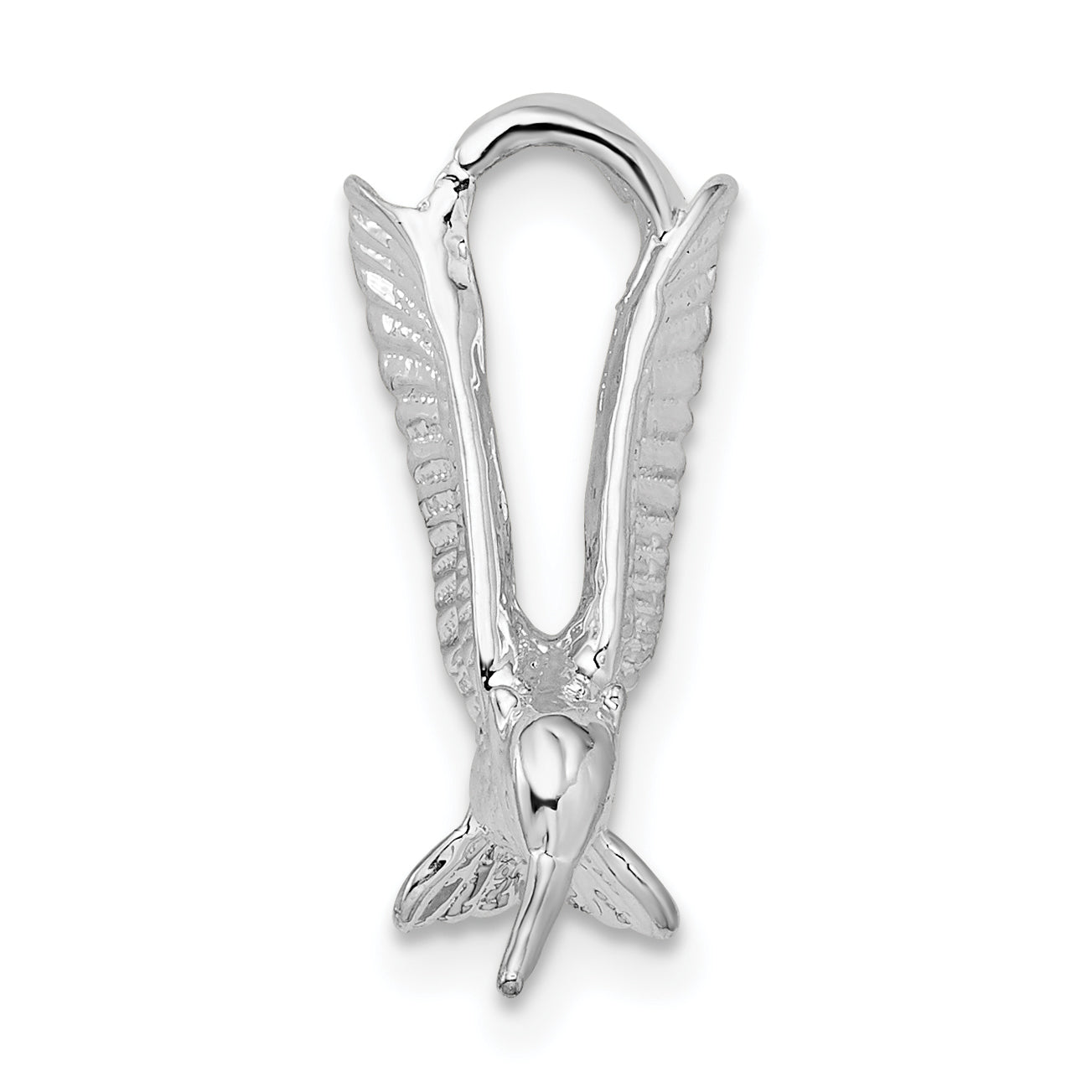 De-Ani Sterling Silver Rhodium-Plated Polished 3D Hummingbird Slide