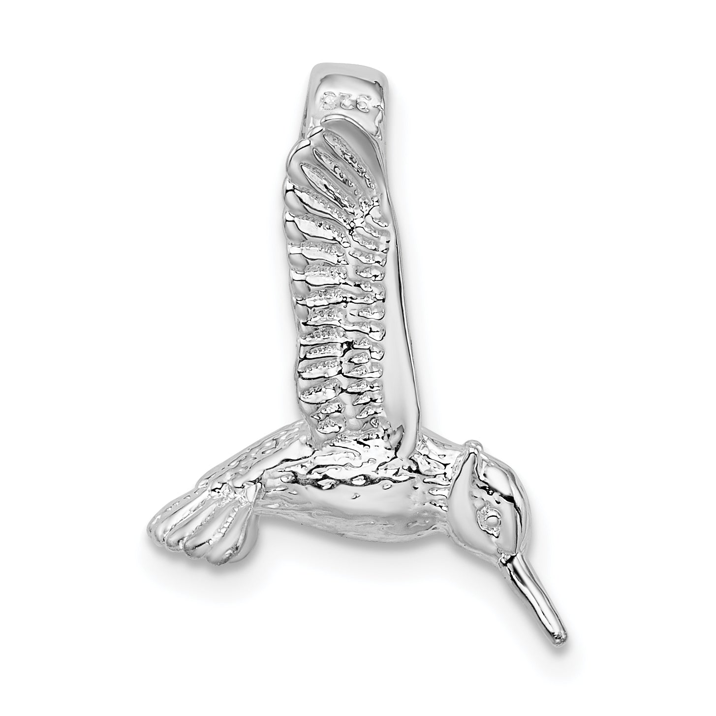 De-Ani Sterling Silver Rhodium-Plated Polished 3D Hummingbird Slide