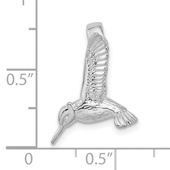 De-Ani Sterling Silver Rhodium-Plated Polished 3D Hummingbird Slide