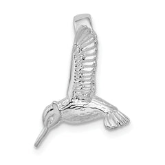 De-Ani Sterling Silver Rhodium-Plated Polished 3D Hummingbird Slide