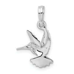 De-Ani Sterling Silver Rhodium-Plated Polished Hummingbird Pendant