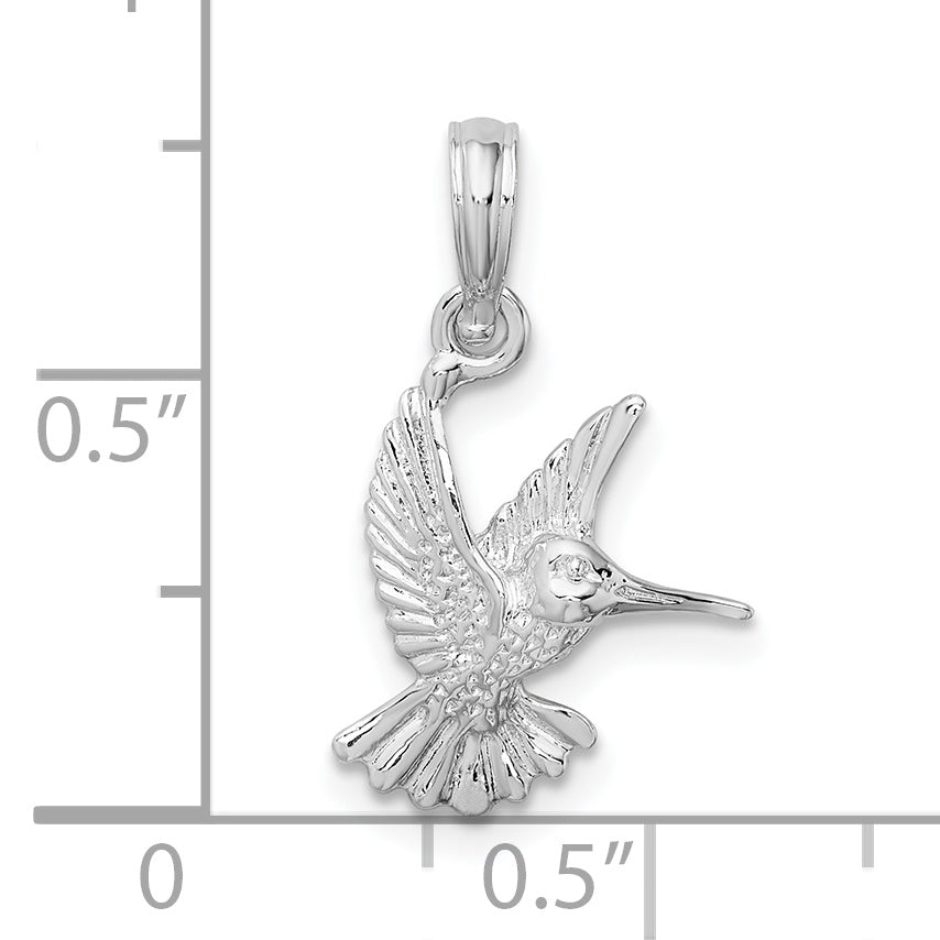 De-Ani Sterling Silver Rhodium-Plated Polished Hummingbird Pendant