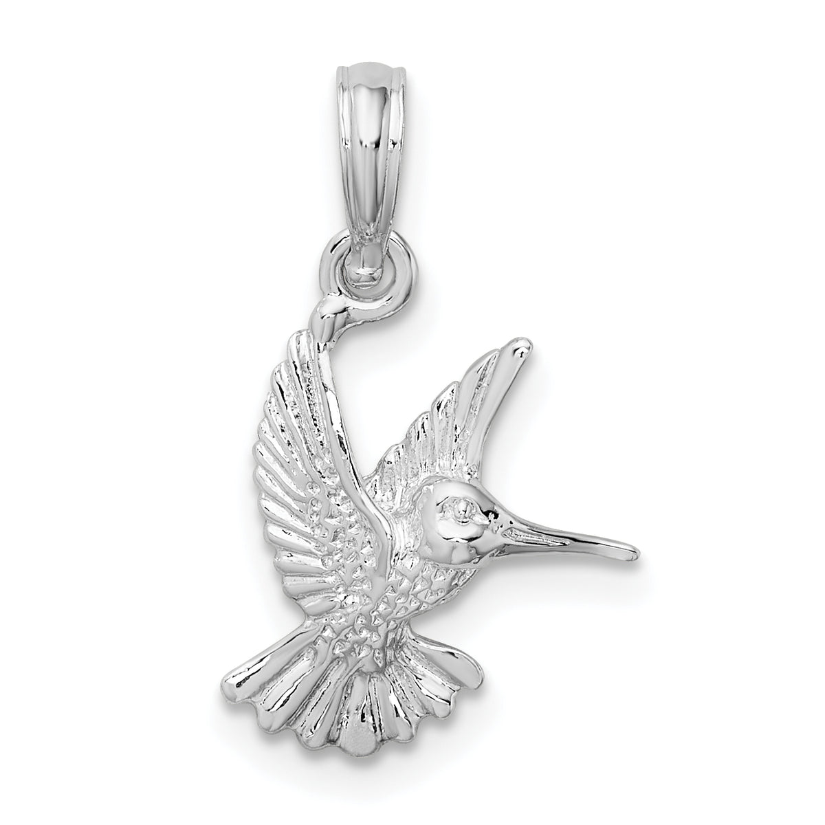 De-Ani Sterling Silver Rhodium-Plated Polished Hummingbird Pendant