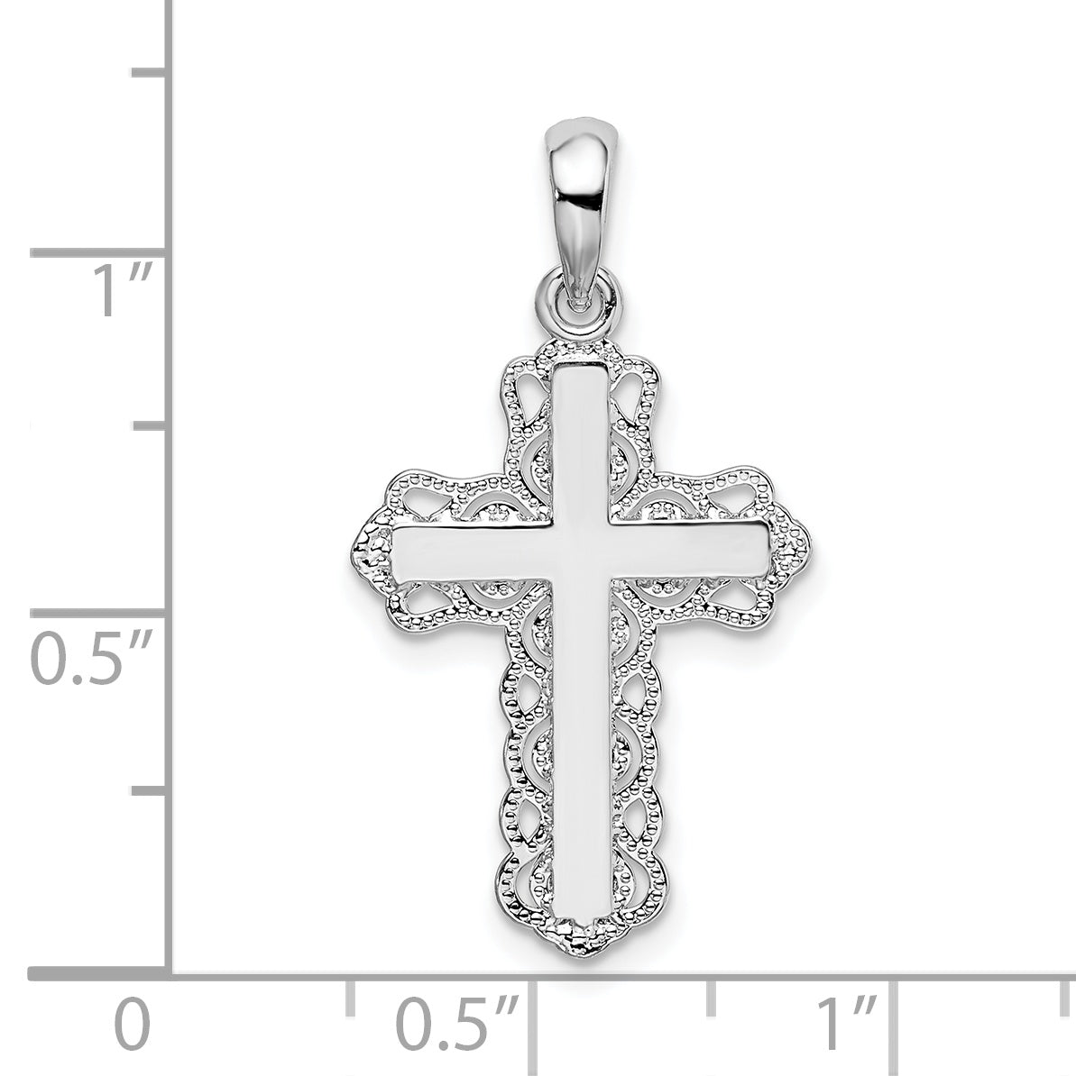 De-Ani Sterling Silver Polished Lace-edge Cross Pendant