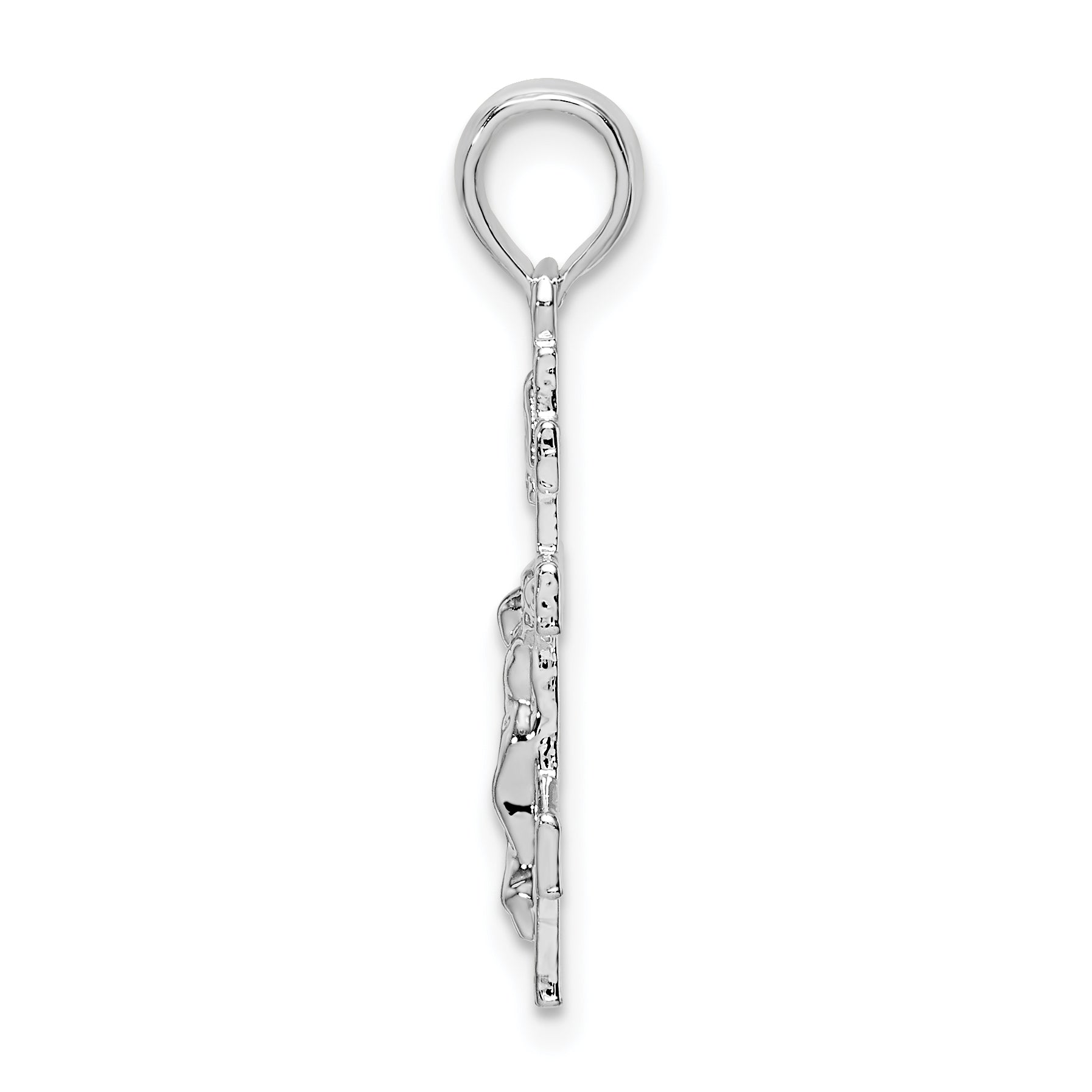 De-Ani Sterling Silver Rhodium-Plated Polished Byzantine Crucifix Pendant