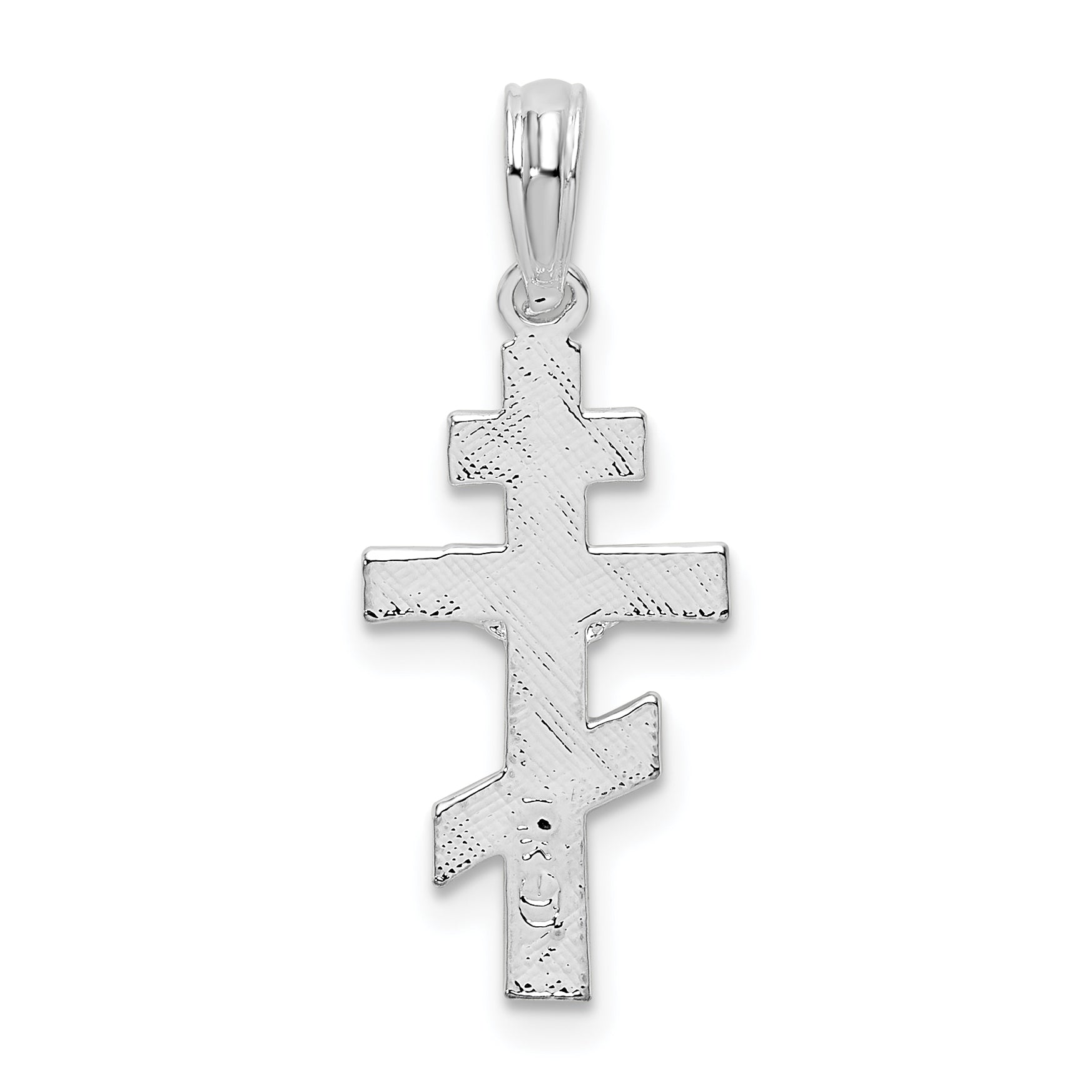 De-Ani Sterling Silver Rhodium-Plated Polished Byzantine Crucifix Pendant