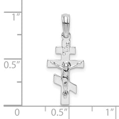 De-Ani Sterling Silver Rhodium-Plated Polished Byzantine Crucifix Pendant