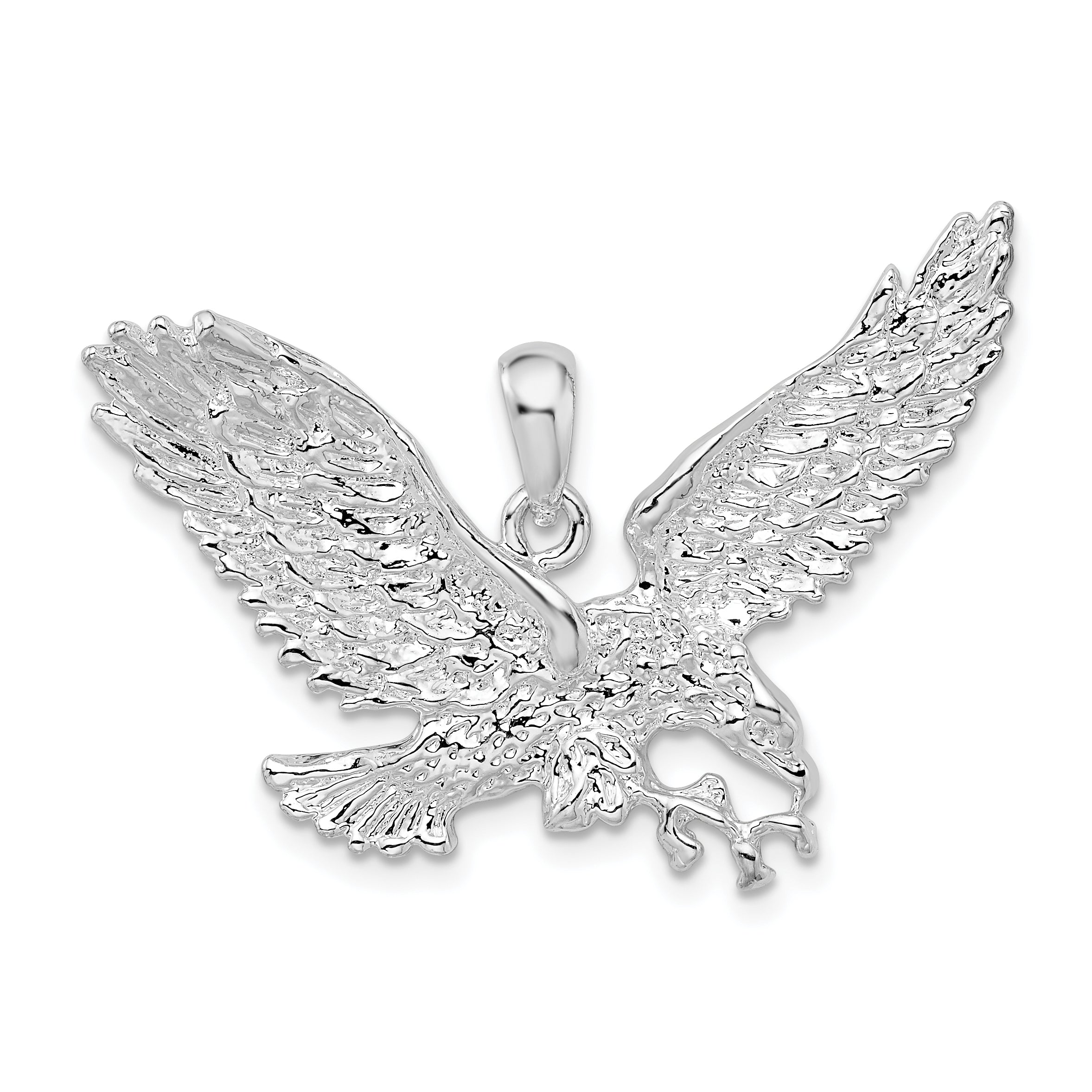 De-Ani Sterling Silver Rhodium-Plated Polished Flying Eagle Pendant