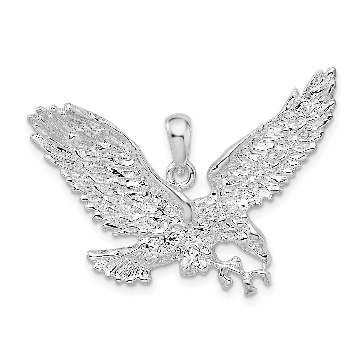 De-Ani Sterling Silver Rhodium-Plated Polished Flying Eagle Pendant