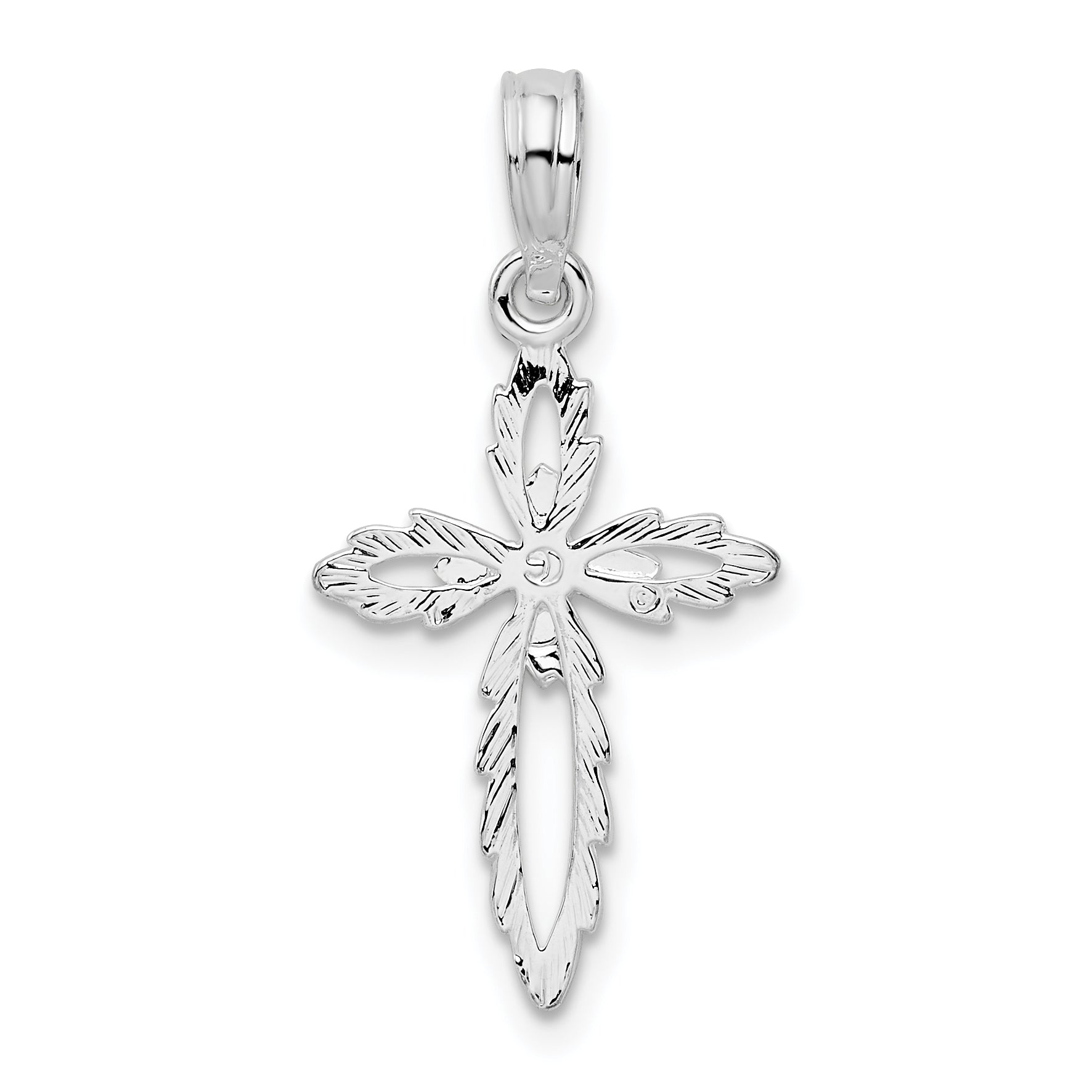 De-Ani Sterling Silver Rhodium-Plated Scalloped Edge Cut-Out Cross Pendant