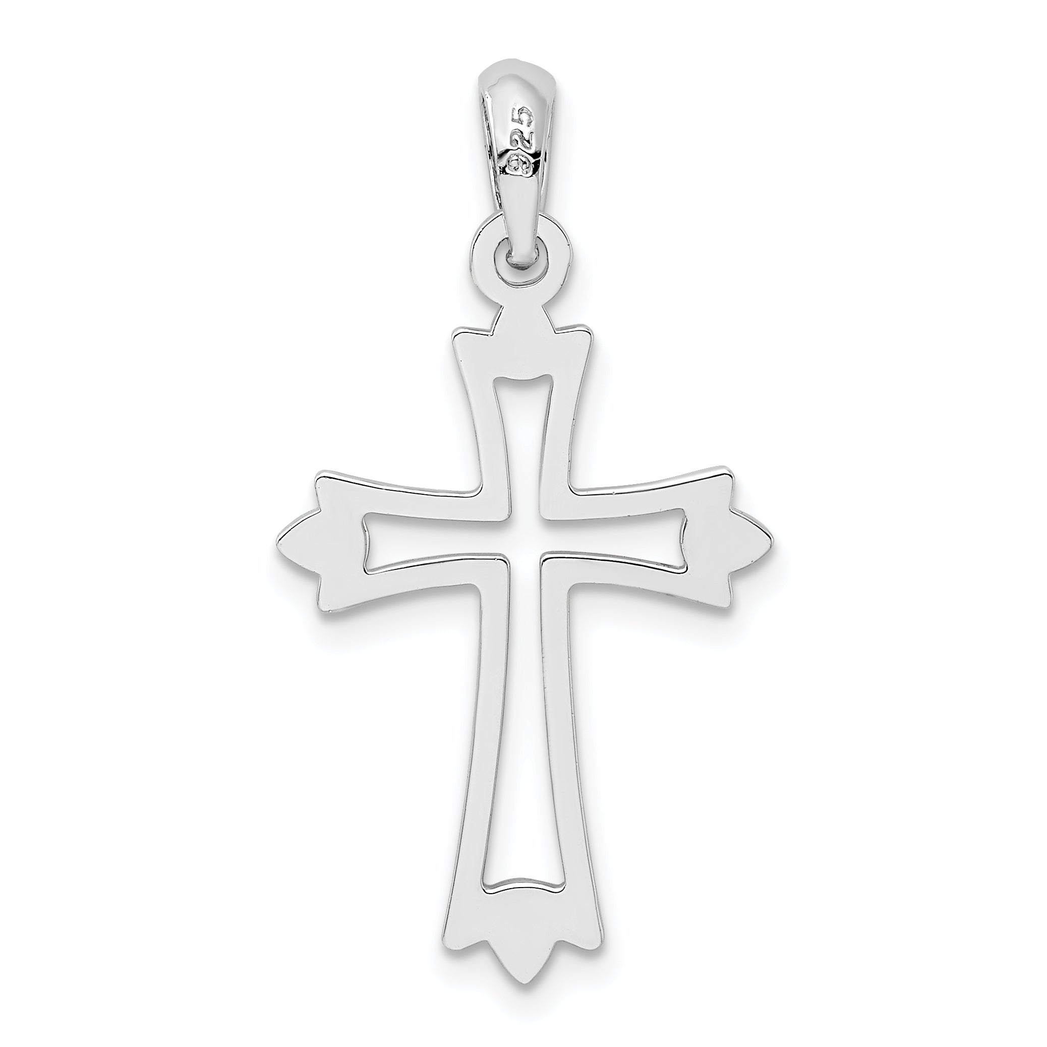 De-Ani Sterling Silver Rhodium-Plated Pointed Ends Cut-Out Cross Pendant