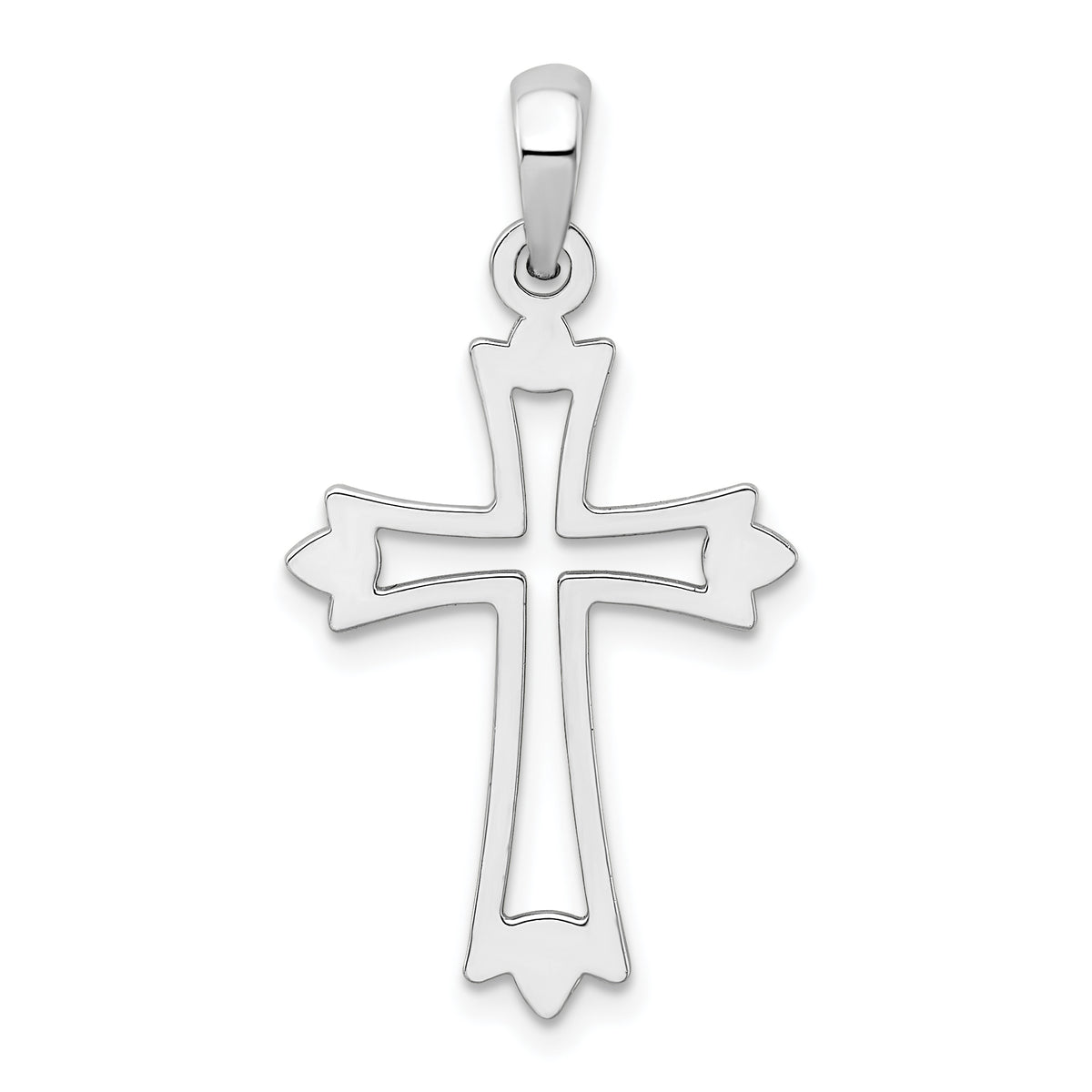 De-Ani Sterling Silver Rhodium-Plated Pointed Ends Cut-Out Cross Pendant