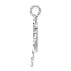 De-Ani Sterling Silver Rhodium-Plated Polished Moveable Key with Heart Lock Pendant