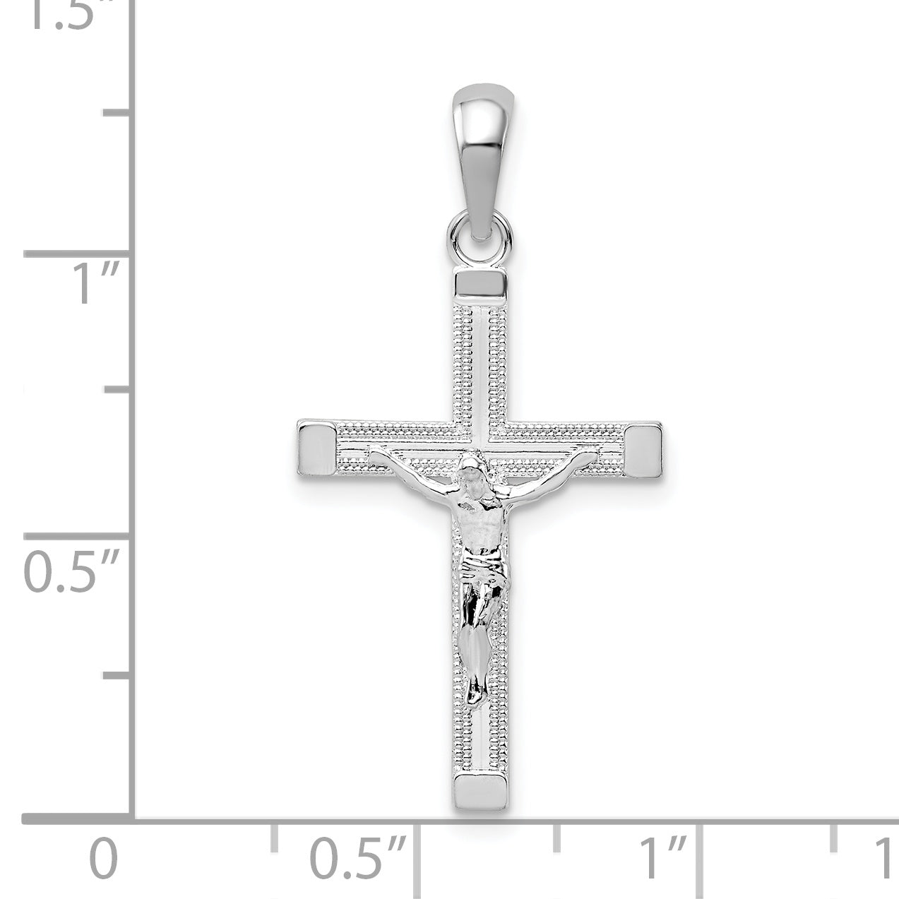 De-Ani Sterling Silver Rhodium-Plated Polished Latin Crucifix Pendant