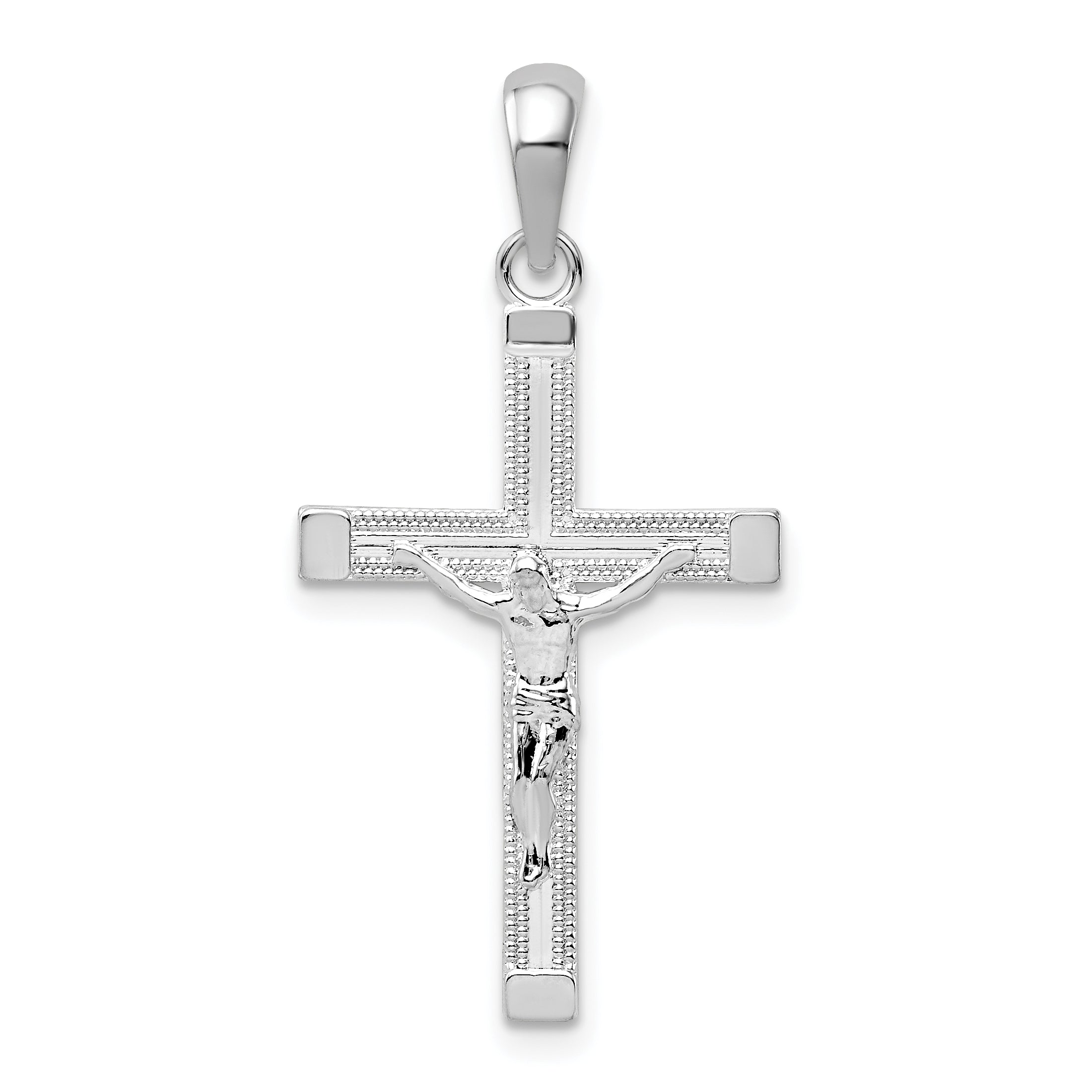 De-Ani Sterling Silver Rhodium-Plated Polished Latin Crucifix Pendant