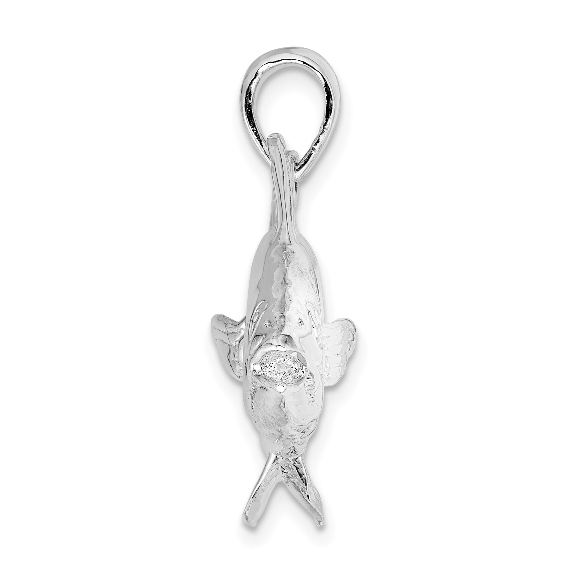 De-Ani Sterling Silver Rhodium-Plated Polished Skipjack Tuna Fish Pendant